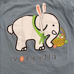 Ivory Ella light blue long sleeve signature elephant Easter holiday logo t-shirt